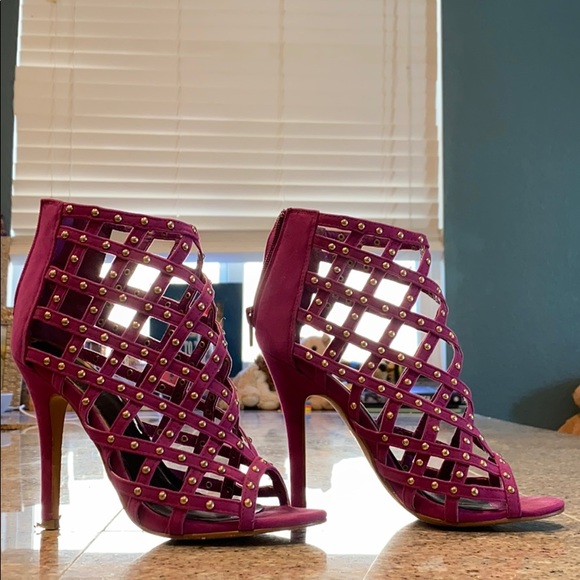 Scene Weaver Pink/purple heels with gold studs - Picture 5 of 9